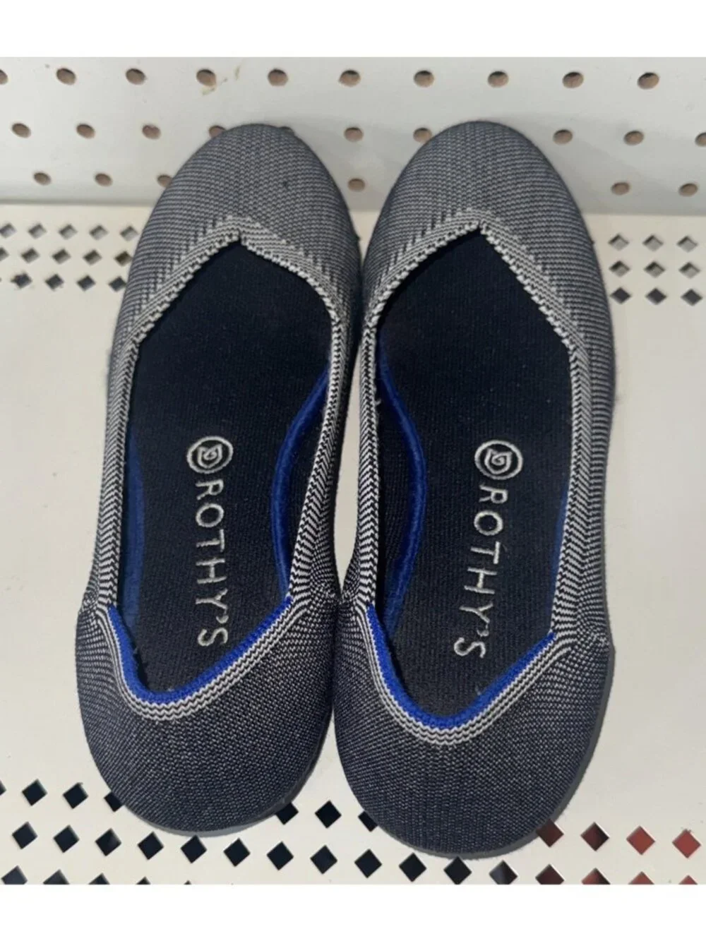 Rothy's The Flat Womens Knit Slip On Flats Shoes Size 8 Gray Birdseye